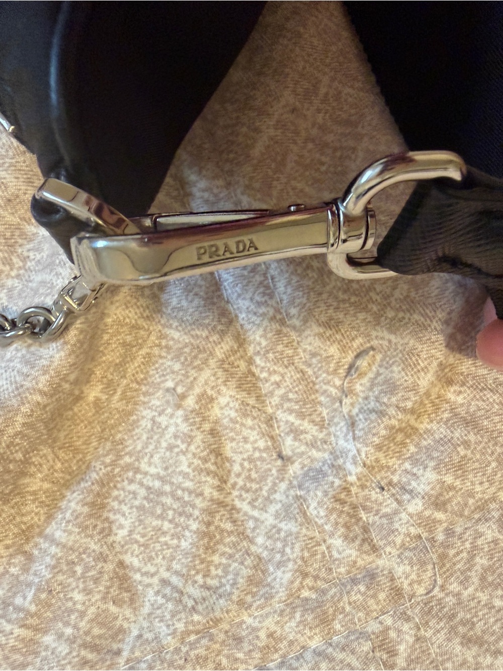 Prada Black Nylon Crossbody Bag with Chain Detail - Picture 4 of 12
